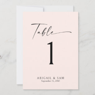 Convites Número de Mesa de Casamento Minimalista Blush
