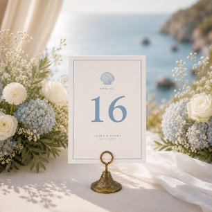 Convites Número de Mesa de Casamento Minimalista com Concha