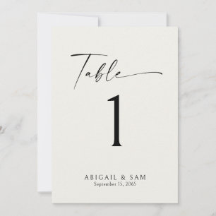 Convites Número de Mesa de Casamento Minimalista Creme