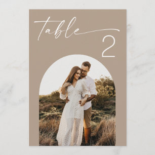 Convites Número de Mesa de Casamento Minimalista em Taupe E
