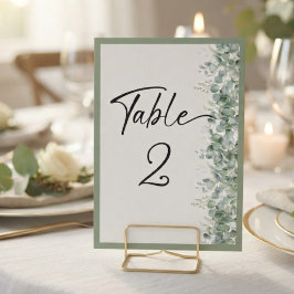 Convites Número de Mesa de Casamento Minimalista Eucalipto