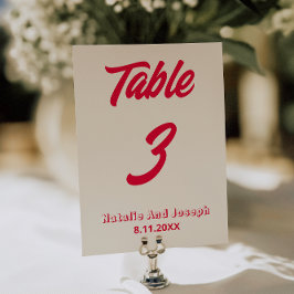 Convites Número de mesa de casamento moderno colorido e ous