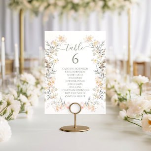 Convites Número de Mesa de Casamento Moderno com Flor Silve