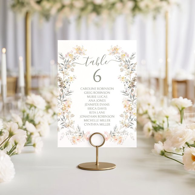 Convites Número de Mesa de Casamento Moderno com Flor Silve (Criador carregado)