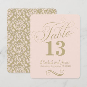Convites Número de Mesa de Casamento Moderno em Dourado Ros