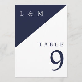 Convites Número de Mesa de Casamento Monograma Azul Marinho
