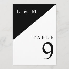 Convites Número de Mesa de Casamento Monograma Preto e Bran