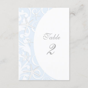 Convites Número de Mesa de Casamento na Praia Azul Estrela 
