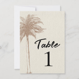 Convites Número de Mesa de Casamento na Praia com Palmeira 