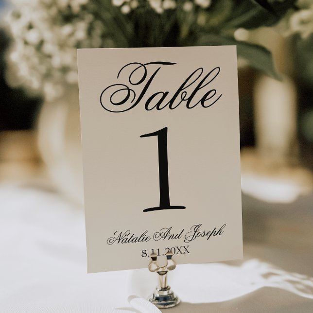 Convites Número de Mesa de Casamento Preto Creme Clássico (Criador carregado)