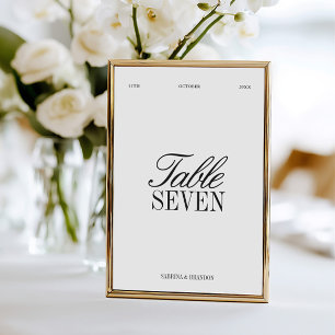 Convites Número de Mesa de Casamento Preto e Branco Elegant