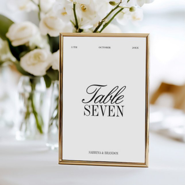 Convites Número de Mesa de Casamento Preto e Branco Elegant (Elegant Black & White Wedding Table Number)
