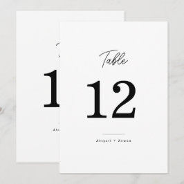 Convites Número de Mesa de Casamento Preto e Branco Minimal