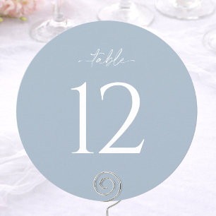 Convites Número de Mesa de Casamento Redondo Azul Empoeirad