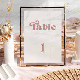Convites Número de mesa de casamento Retro Dusty Rose