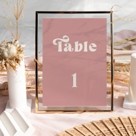 Convites Número de mesa de casamento Retro Dusty Rose