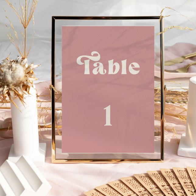 Convites Número de mesa de casamento Retro Dusty Rose (Criador carregado)