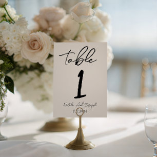 Convites Número de Mesa de Casamento Retro Escrito à Mão Ca
