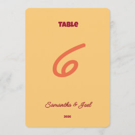Convites Número de Mesa de Casamento Retro Pôr do Sol Vinta