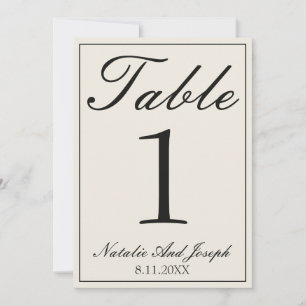 Convites Número de Mesa de Casamento Retro Preto Branco Din
