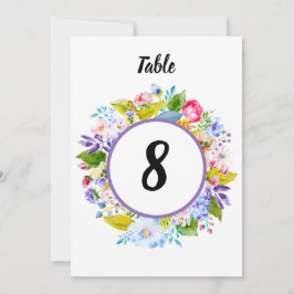 Convites Número de Mesa de Casamento Romântico Floral Roxo