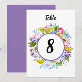 Convites Número de Mesa de Casamento Romântico Floral Roxo