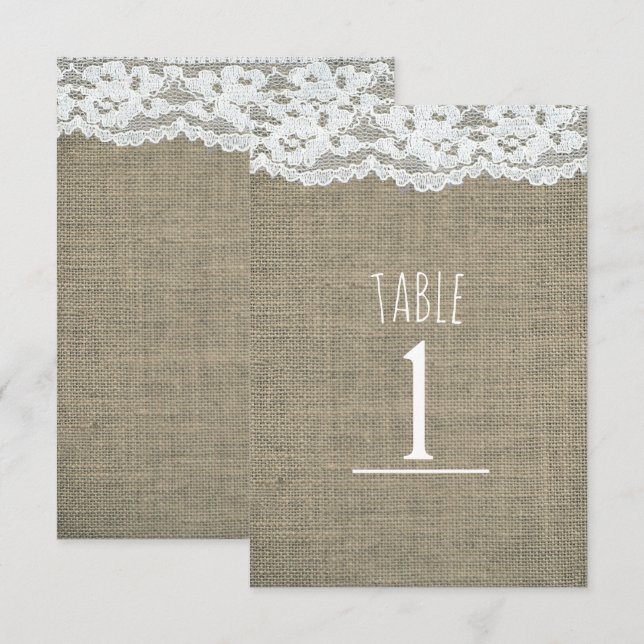 Convites Número de Mesa de Casamento Rústico Simples em Lon (Frente/Verso)