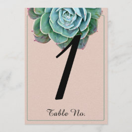 Convites Número de Mesa de Casamento Suculento Rosado