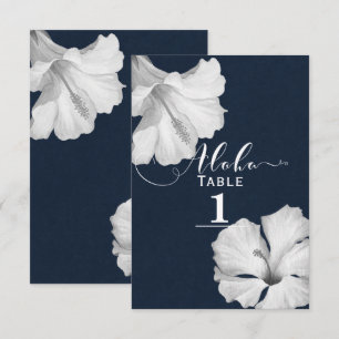 Convites Número de Mesa de Casamento Tropical Azul Hibisco