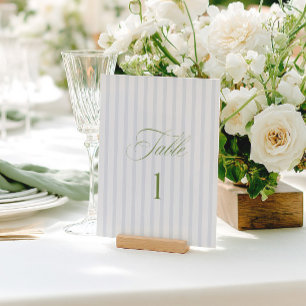 Convites Número de Mesa de Casamento Verde e Azul Sage Eleg