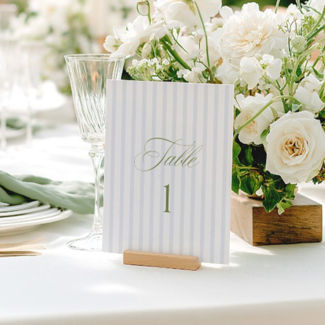 Convites Número de Mesa de Casamento Verde e Azul Sage Eleg (Elegant Sage Green & Blue Wedding Table Number)