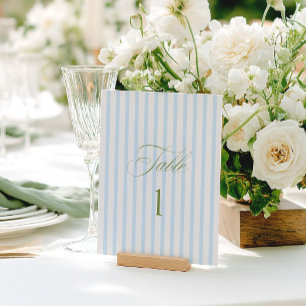 Convites Número de Mesa de Casamento Verde e Azul Sage Eleg