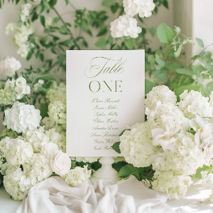 Convites Número de Mesa de Casamento Verde e Branco Elegant