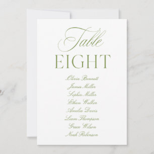 Convites Número de Mesa de Casamento Verde e Branco Elegant