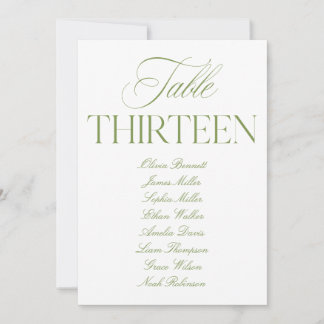 Convites Número de Mesa de Casamento Verde e Branco Elegant