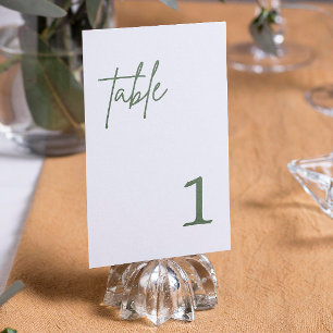 Convites Número de mesa de casamento Verde Floresta
