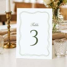 Número de Mesa de Casamento Verde Sage Elegante