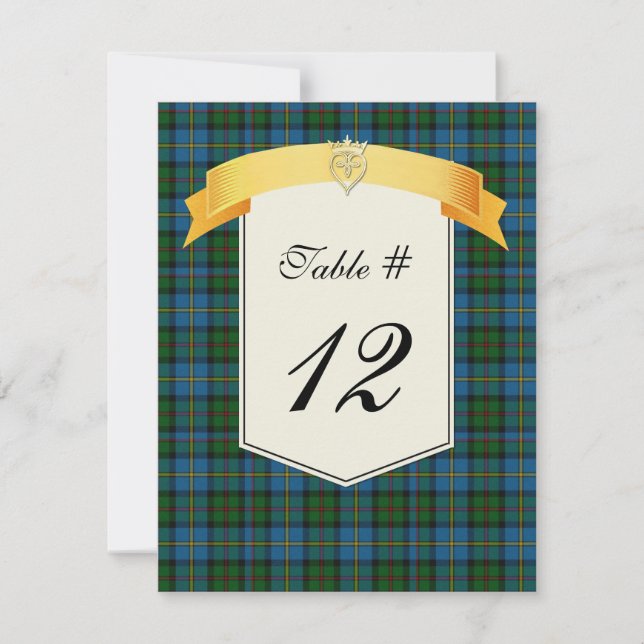 Convites Número de Mesa de Casamento Xadrez Tartan do Clã M (Frente)
