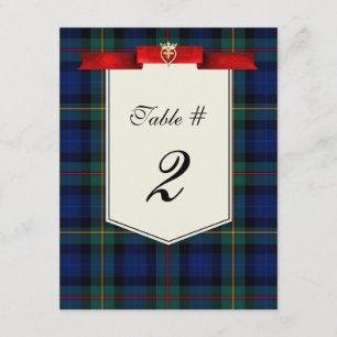 Convites Número de Mesa de Casamento Xadrez Tartan Stylish 