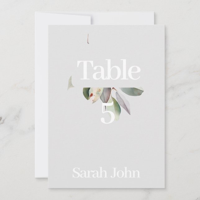 Convites Número de mesa de eucalipto sofisticado (Frente)