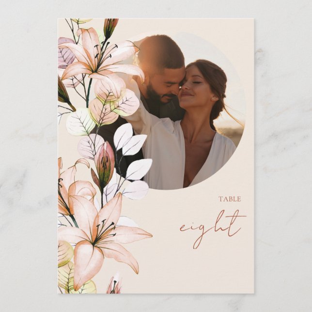 Convites Número de Mesa de Foto Floral Outono Boho Rústico (Frente)