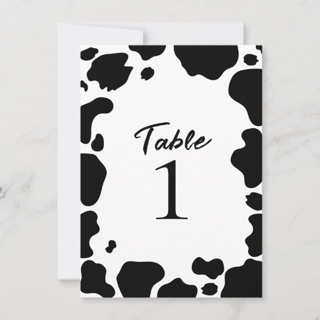 Convites Número de Mesa de Impressão de Pontos de Vaca Moo  (Frente)
