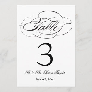 Convites Número de Mesa Elegant Script - Preto