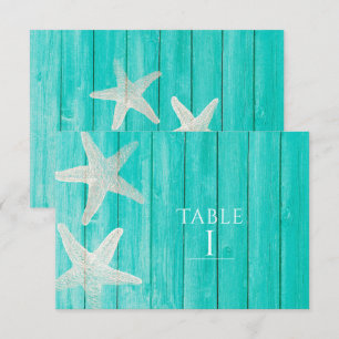 Convites Número de Mesa Elegante de Madeira Azul e Estrela 