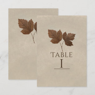 Convites Número de Mesa Elegante Folhas de Outono Minimalis