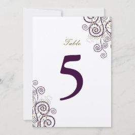 Convites Número de Mesa Elegante Vintage Boho Roxo Espiral
