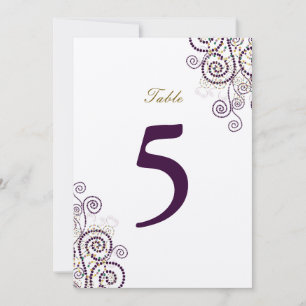 Convites Número de Mesa Elegante Vintage Boho Roxo Espiral
