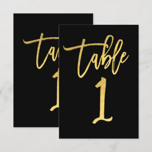 Convites Número de mesa em grafia moderna com folha de ouro