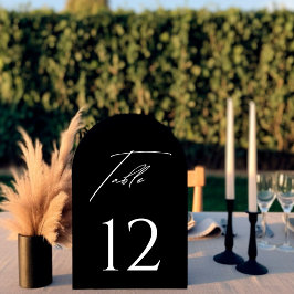 Convites Número de Mesa Estiloso Arqueado Preto e Branco