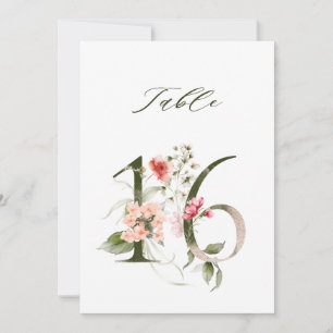 Convites Número de mesa floral botânico 5x7 Número 16